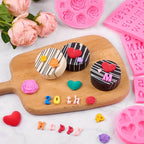 5 PCS Silicone Letter Molds, Non-Stick Number Heart Rose Flower Fondant Molds for Chocolate, Candy, Cake Decoration, Cupcake Topper