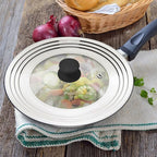 Universal Lid for Pots and Pans - One Size Fits All 8.25-12 Inch Pots Frying Pans Skillets Woks, Replacement Pot Lid with Upgraded Heavy Duty Heat Resistant Silicone Handle, Black