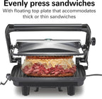 Hamilton Beach Panini Press Sandwich Maker & Electric Indoor Grill with Locking Lid, Opens Wide to Fit Any Thickness for Quesadillas, Burgers & More, Nonstick 8" x 10" Grids, Chrome (25460MNA)