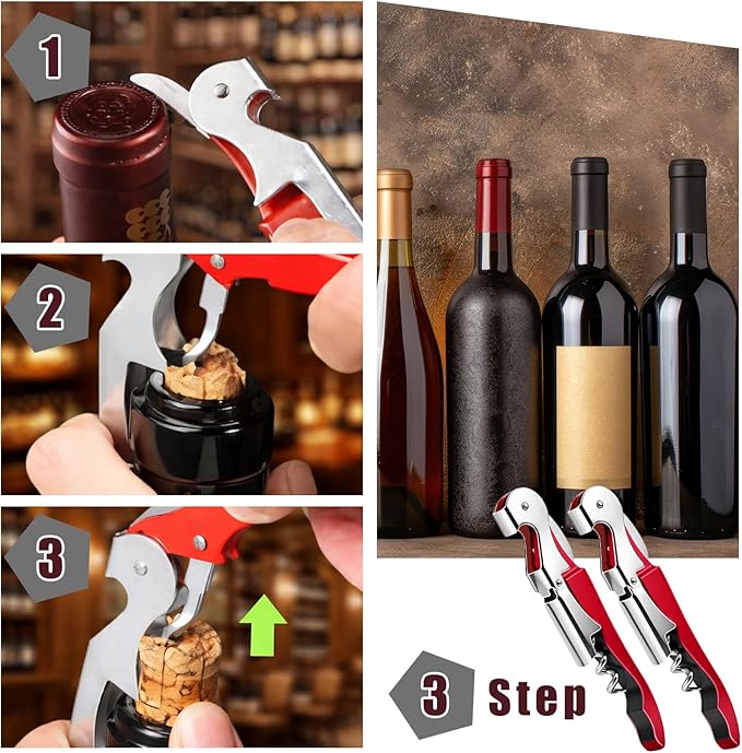 12 Pieces Professional Waiter Corkscrew Wine Openers,Orange Wine Keys Opener Stainless Steel Hinges Serrated Foil Cutter for Restaurant Waiters, Sommelier, Bartenders (Orange)