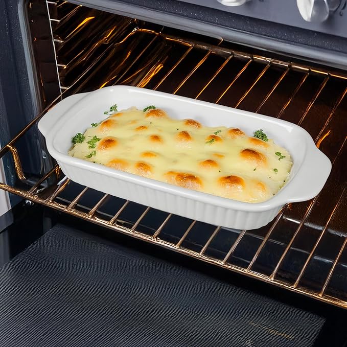 Ceramic Au Gratin Dishes, 8 x 5 Small Baking Dish with Handles, Set of 4, 15 Oz Individual Casserole Dishes, Casserole Pans for Lasagna, Pie, Roasting, Kitchen & Home, Oven Microwave Safe