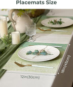 Leetaltree Gradient Green Woven Placemats Set of 24 - Heat Resistant Non-Slip Place mats for Dining Table, Washable Durable PVC Vinyl Woven Table Mats(Gradient Green, 24)