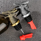 Dragon Head 2-In-1 Wine Bottle Pourer and Stopper, Dragon Gifts for Men Women Dragon Fans, Liquor Bottle Pourers Spout for Alcohol Spirits, Wine Accessories Gifts, Bronze