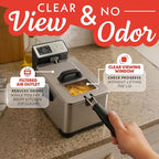 Gourmia 3.2 Qt Countertop Deep Fryer – Electric Oil Fryer with Digital Display, Adjustable 280°F–380°F Temperature Control, Viewing Window, Odor Filter Lid & Magnetic Safety Cord