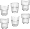 Bormioli Rocco Barshine 13.35 oz. Double Old Fashioned DOF Stackable Tempered Drinking Glasses, Set of 6, Clear