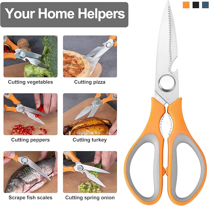 3-Pack Kitchen Shears Heavy Duty All Purpose Stainless Steel Scissors Dishwasher Safe Cooking for Meat, Chicken, Fish, Vegetable