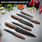 E-far Knife Set with Block, 15 Pieces Kitchen Knife Block Set with Sharpener, High Carbon Stainless Steel Sharp Chef Knife Set with Ergonomic Handles, Anti Rust, Walnut