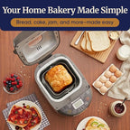 Elite Gourmet EBM8103SS Programmable Bread Maker Machine, 3 Loaf Sizes, 19 Menu Functions Gluten Free White Wheat Rye French and more, 2 Lb, Stainless Steel