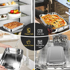 2 Pcs 12.7"15.5" Stainless Steel Roasting Pans with Handles, Baking Pan for Oven with 2 Pcs Flat Racks, Heavy Duty, Dishwasher Safe Rectangular Lasagna Pan with Handles for Turkey Chicken, Silver