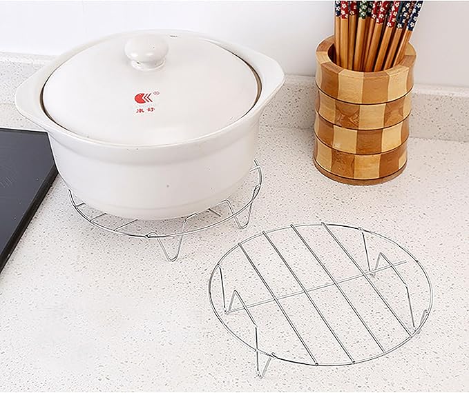 Steaming Rack, 2 Pack 7.87 Inch Round Food Grade Stainless Steel Steamer Plate for Food Steaming, Cooling and Roasting Cooking in Kitchen and Outdoors (20 cm)