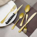 24 Pcs Gold Forks and Spoons Silverware Set, Food Grade Stainless Steel Flatware Cutlery Set for Kitchen and Restaurant, 12 Dinner Fork(8") and 12 Teaspoon(6.7"), Mirror Polished, Dishwasher Safe
