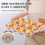 2 Pcs Silicone Muffin Pans for Baking with Metal Reinforced Frame, Nonstick Cupcake Tray for Oven, 12 Cups Regular Size Silicone Molds for Egg Bites, Dishwasher Safe (Brown, Cream)