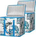 BALEINE 2Pk Insulated Reusable Grocery Bags, Collapsible Cooler Bag for Groceries, Heavy Duty Large Insulated Bag (16''x9''x13'', Island Breeze)