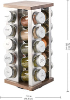 Kamenstein 20 Jar Vintage Spice Rack with Spices Included, Revolving Countertop Spice Organizer with Glass Jars, Labeled Caps, Removable Sifter Discs, and Free Refills for 5 Years