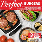 SugarWhisk 2 In 1 Hamburger Grill Maker, Electric Indoor Grill and Panini Press with Non-stick Grill Plates, 1200W, Easy to Clean and Store, White
