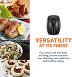 Elite Gourmet EAF-2612DX Personal 2.1Qt Compact Space Saving Programmable Hot Air Fryer, Oil-Less Healthy Cooker, Timer & Temperature Controls, 1000W, Black
