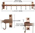 Dseap Pot Rack - Pots and Pans Hanging Rack Rail with 8 Hooks, Double Bars, Pot Hangers for Kitchen, Wall Mounted, Antique Copper
