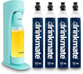 Drinkmate OmniFizz Sparkling Water Maker & Soda Streaming Machine | Carbonates Any Drink | PREMIUM KIT | Includes Four 60L CO2 Cartridges + One BPA-Free Bottle (Arctic Blue)