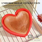 Silicone Heart Shaped Cake Pans 10 Inch Heart Cake Pan Set Nonstick Silicone Heart Molds for Baking (2 Pcs, Red)