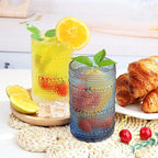 Hobnail-Drinking Glasses 13oz Vintage Glassware Sets Cocktail Juice Glasses Set of 6, Sapphire