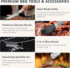 5-Piece BBQ Grill Accessories Set | Ultimate Grilling Tools for Men - Heavy Duty Stainless Steel BBQ Utensils Kit with Aluminum Case & Grill Brush for Dad (5pcs)