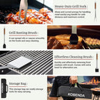 BBQ Grill Tools Set, Stainless Steel Grilling Set with Storage Bag, Spatula, Fork, Cleaning Brush BBQ Accessories, Grill Accessories for Outdoor Cooking Camping, Grilling Gifts for Men