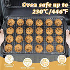 Baking Sheet with Cooling Racks - Carbon Steel Cookie Sheets for Baking [2 Sheets + 2 Racks], Nonstick Baking Pans, Perfect for Baking, Roasting, and More, Size 17 x 11 x 0.5 Inches