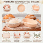 Sourdough Starter Kit with Glass Starter Jar & Banneton Bread Proofing Basket, Complete Sourdough Bread Baking Supplies and Tools for Home Bakers, Gift Sourdough Kit for Baking Lovers