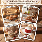Sourdough Starter Kit with Glass Starter Jar & Banneton Bread Proofing Basket, Complete Sourdough Bread Baking Supplies and Tools for Home Bakers, Gift Sourdough Kit for Baking Lovers