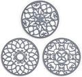 SMARTAKE 3 Set Silicone Trivet Mats, Multi-Use Carved Trivet Mat, Insulated Non-Slip Durable Kitchen Mats, Flexible Modern Kitchen Table Mat, for Hot Dishes, Pots, Dining Countertop, Grey, STM413H