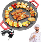 Non-Stick Electric Indoor Grill Pan, 11-15.74in Electric Griddle Nonstick, Multi-functional Korean Electric Indoor Grill, Smokeless Portable Electric Gril (36cm/14.2in)