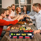 TAMARIT Classic 8 Person Raclette Grill 1500W Electric Tabletop Griddle with Reversible Plate, 8 Non-Stick Cheese Trays and Spatulas Indoor Portable Korean BBQ Barbecue Party Grill Red