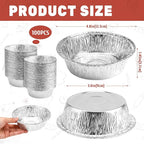 100 Pack 5" Round Tart Pie Foil Pans Disposable Aluminum Foil Tart & Pie Tins for Baking,Cooking,Storage or Reheating