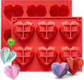 3D Diamond Heart Silicone Molds 2 Pack 12-Cavity Valentine Love Shape for Hot Cocoa Bombs, Chocolate, Cake, Soap, Jelly, Candy, Ice Cube DIY Baking & Party Gift Making