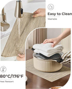 Leetaltree Light Brown Placemats Set of 12 - Heat Resistant Non-Slip Place mats for Dining Table, Washable Durable PVC Vinyl Woven Table Mats（Light Brown, 12）