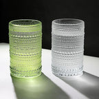Hobnail-Drinking Glasses 13oz Vintage Glassware Sets Cocktail Juice Glasses Set of 6, Light Green