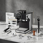 Espresso Machine with Grinder, 20 Bar Professional Expresso Coffee Machines with Milk Frother Steam Wand, Espresso Maker with 60oz Removable Water Tank, Cappuccino & Latte Machine for Home (Black-Pro)