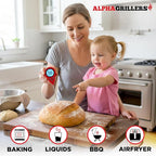 Alpha Grillers Instant Read Meat Thermometer, Digital Food Thermometer for Cooking, Bread Thermometer for Sourdough Baking, Fast Probe Kitchen Thermometer