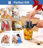 Electric Jar Opener for Seniors with Power-Clamp Technology, 2-in-1 Patent Automatic Jar & Bottle Opener Rechargeable 800mAh Hands-Free Opener with Bonus Anti-Slip Gripper Pad for Beer, Dressing, Jar