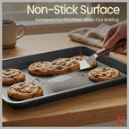 BAKKEN Kitchen Baking Pans - Nonstick Gray Coating, 13.58’’ × 9.65’’ Commercial Grade Carbon Steel Cookie Sheet, Diamond Texture Bottom, PFOA, PFOS, PTFE Free, Oven Safe Tray (450°F), Gray