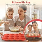 2Pack Silicone Muffin Pan for Baking with Metal Reinforced Frame, 12 Cup Regular Size Cupcake Pan, BPA Free Silicone Muffin Tray, Cupcake Baking Pan Molds for Oven Dishwasher Safe - Orange