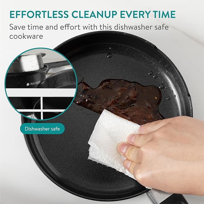 Navaris All in One Frying Pan Set - Ceramic Non Stick Cooking Pan & Small Saucepan with Lid & Stainless Steel Steamer Basket - Cookware Steam Pot & Saucepans - Set of 3