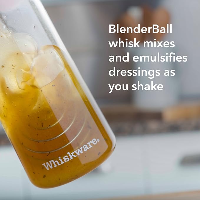 Whiskware Tritan Plastic Salad Dressing Bottle with BlenderBall Whisk, Leak Proof Salad Dressing Shaker Bottle for Fresh, Homemade Dressings (Pack of 12)