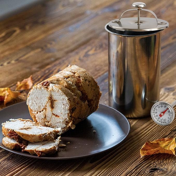 Stainless Steel Ham Maker Meat Press Cooker for Making Healthy Homemade Deli Meat with Thermometer - Kitchen Bacon Pressure Cookers Boiler Pot Pan Stove