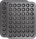 Beasea Nonstick Mini Muffin Pan 48 Cups, 2 Pack 48 Mini Small Tiny Cup Non Stick Muffin Baking Pan Tin Tray Carbon Steel Bakeware Individual Cupcake Baking Pan - Black