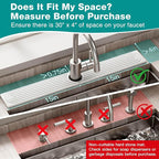 DK177 Faucet Mat for Kitchen Sink - Water Absorbing Stone Tray for Sink, Diatomite Fast-Drying Faucet Mat, Faucet Splash Guard for Bathroom Counter (White, 30" x 4")