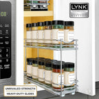 LYNK PROFESSIONAL® Pull Out Spice Organization for Cabinets - 4-3/8 inch Wide – Spice Rack for Inside Cabinets, Slide Out Spice Rack Organizer for cabinet – Pull Out Spice Rack, Sliding 2 Tier Chrome