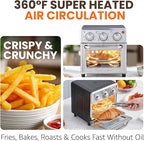 Elite Gourmet Compact 8.5Qt Air Fryer Oven – Mini Countertop Air Fryer with Adjustable Time & Temperature Controls, 800W, Includes Air Fry Basket, Bake Pan & Recipes, Stainless Steel