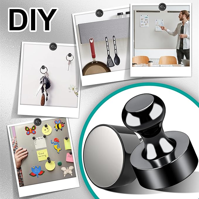 Tiergrade Metallic Magnets, Refrigerator Magnets, 24 Pack Black Magnetic Push Pins, Strong Fridge Magnets, Multi-use Whiteboard Magnets Perfect for Kitchen Office Classroom