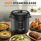HealSmart 8QT Electric Pressure Cooker, 16-in-1 & Non-Stick Stainless Steel Multi Cooker with 12 Presets for Slow Cook, Meat Stew, Steam, Sauté, Canning, Yogurt Maker, Dishwasher Safe, Black